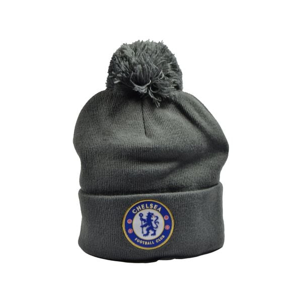 Czapka z pomponem Chelsea Londyn szara - licencjonowana. Szare czapki męskie CHELSEA, bez wzorów. Za 109.00 zł.