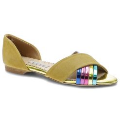 Sandały damskie Alexio Giorgio, ze skóry naturalnej zamszowej z oddobnymi paseczkami, żółte, 501. Żółte sandały damskie Alexio Giorgio, z aplikacjami, ze skóry, z otwartym noskiem, bez obcasa, bez zapięcia. Za 179.00 zł.