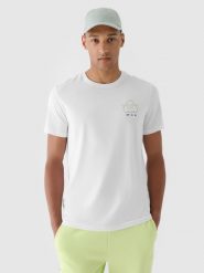4F T-shirt regular z nadrukiem męski - biały M. Białe t-shirty męskie 4F, m, bez wzorów, z bawełny, bez kołnierzyka, bez ramiączek. W wyprzedaży za 39.99 zł.
