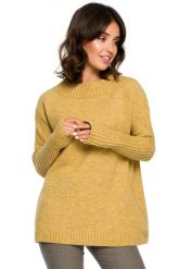 Elegancki gruby sweter z kimonowymi rękawami miodowy. Pomarańczowe swetry nierozpinane damskie Polskie swetry, s, bez wzorów, z dzianiny, eleganckie, bez kołnierzyka, bez ramiączek. Za 229.00 zł.