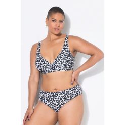 Damskie Figi od bikini wysoki stan wzór w panterkę. Białe bikini Ulla Popken, bez wzorów, z elastanu. Za 93.99 zł.