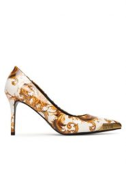 Versace Jeans Couture Szpilki 80VA3S50 ZS366 G03 Biały. Białe szpilki damskie Versace Jeans Couture, bez wzorów, z jeansu, bez obcasa, na szpilce, bez zapięcia. Za 989.99 zł.