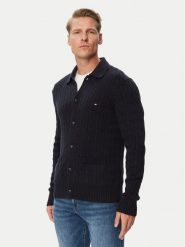 Tommy Hilfiger Kardigan MW0MW44756 Granatowy Regular Fit. Niebieskie swetry męskie Tommy Hilfiger, m, bez wzorów, z bawełny, bez kołnierzyka, bez ramiączek. Za 699.99 zł.