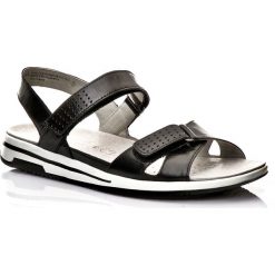 3za2 NIEMIECKIE SANDAŁY CAPRICE COMFORT 28600 SKÓRA CZARNE. Czarne sandały damskie Caprice, bez wzorów, ze skóry, bez obcasa, bez zapięcia. W wyprzedaży za 179.99 zł.