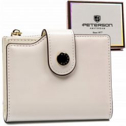 Portfel damski Peterson PTN 012-LAK biały. Białe portfele damskie Peterson, ze skóry ekologicznej. Za 54.00 zł.