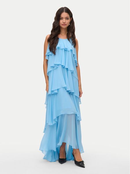 Vero Moda Sukienka wieczorowa Felicia 10331377 Błękitny Regular Fit. Niebieskie sukienki damskie Vero Moda, l, bez wzorów, z syntetyku, wizytowe, bez kołnierzyka, bez ramiączek. Za 319.99 zł.