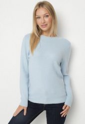 Niebieski Sweter z Wełną w Klasycznym Stylu Firrive. Niebieskie swetry nierozpinane damskie Born2be, bez wzorów, z jeansu, klasyczne, bez kołnierzyka, bez ramiączek. Za 59.99 zł.