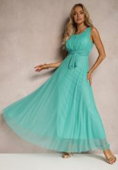 Jasnoniebieska Koktajlowa Sukienka z Tiulowym Dołem Bez Rękawów Elastar. Niebieskie sukienki damskie Renee, na wesele, m, bez wzorów, z tiulu, eleganckie, bez kołnierzyka, bez ramiączek, maxi. Za 69.99 zł.