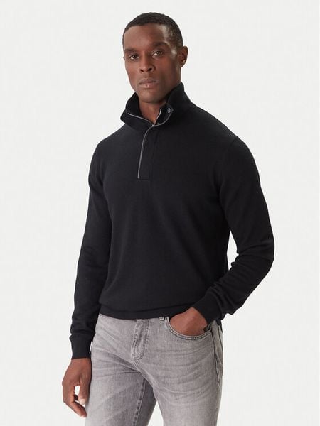 KARL LAGERFELD Sweter 655005 554399 Czarny Slim Fit. Czarne swetry męskie KARL LAGERFELD, m, bez wzorów, z wełny, bez kołnierzyka, bez ramiączek. Za 989.99 zł.