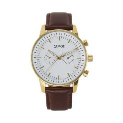 Zegarek Zemge Zegarek męski z kolekcji CLASSIC Brązowy/Złoty ZC1008 uniwersalny. Brązowe zegarki męskie ZEMGE, bez wzorów, złote. Za 332.10 zł.