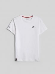 4F T-shirt regular z nadrukiem męski - biały XXL. Białe t-shirty męskie 4F, m, bez wzorów, z bawełny, bez kołnierzyka, bez ramiączek. Za 59.99 zł.