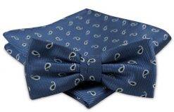 Modna Mucha Męska - Alties - Kolor Niebieski, Drobny Wzór Paisley. Niebieskie krawaty i muchy Alties, bez wzorów, eleganckie. Za 54.00 zł.