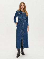 Babylon Sukienka jeansowa EBJ008 Niebieski Regular Fit. Niebieskie sukienki damskie Babylon, bez wzorów, z bawełny, bez kołnierzyka, bez ramiączek. Za 669.99 zł.