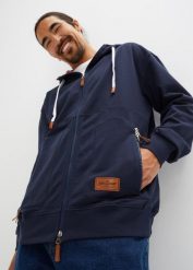 Bluza rozpinana z kapturem, Loose Fit. Niebieskie bluzy męskie bonprix, l, bez wzorów, bez ramiączek, z kapturem. Za 144.99 zł.