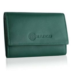 Portfel damski BETLEWSKI BPD-SS-17 ZIELONY. Zielone portfele damskie Betlewski, ze skóry. Za 139.99 zł.