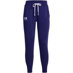 Spodnie fitness damskie Under Armour Rival Fleece Joggers. Niebieskie spodnie dresowe damskie Under Armour, bez wzorów, sportowe, na fitness i siłownię. Za 191.88 zł.