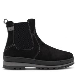 Botki Go Soft. Czarne botki damskie GO SOFT, bez wzorów, bez obcasa, na płaskiej podeszwie, bez zapięcia. Za 269.99 zł.