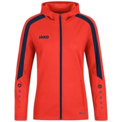 Damska bluza dresowa z kapturem Jako Power. Czerwone bluzy damskie Jako, bez wzorów, z dresówki, sportowe, bez ramiączek, z kapturem. Za 386.50 zł.