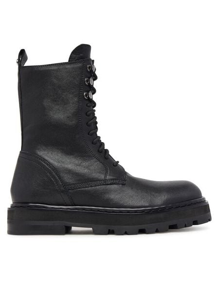 Patrizia Pepe Trzewiki 8Y0122/L005-FB30 Czarny. Czarne botki damskie Patrizia Pepe, bez wzorów, ze skóry, bez obcasa, na płaskiej podeszwie, bez zapięcia. Za 1,699.00 zł.