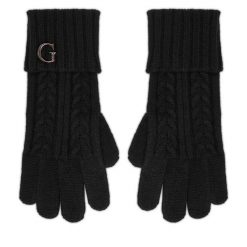 Rękawiczki Damskie Guess. Czarne rękawiczki damskie Guess, z aplikacjami, z dzianiny. Za 199.99 zł.