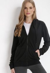 Czarna Bluza z Kapturem Zapinana na Suwak Argis. Czarne bluzy damskie Born2be, l, bez wzorów, z dzianiny, klasyczne, bez ramiączek, z kapturem. Za 39.99 zł.