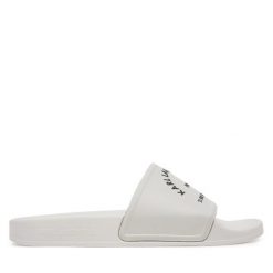 Klapki KARL LAGERFELD. Białe klapki damskie KARL LAGERFELD, bez wzorów, bez obcasa, bez zapięcia. Za 219.99 zł.