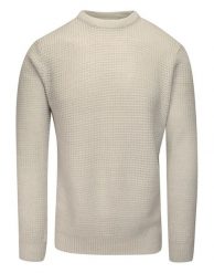 Sweter Kremowy w Gruby Dziergany Splot, U-neck, Męski -BRAVE SOUL. Białe swetry męskie Brave Soul, m, bez wzorów, dziergany, eleganckie, bez kołnierzyka, bez ramiączek. Za 89.00 zł.