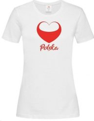 Koszulka damska z nadrukiem serce Polska S. Bluzki damskie Arpex, s, bez wzorów, bez kołnierzyka, bez ramiączek. Za 32.28 zł.