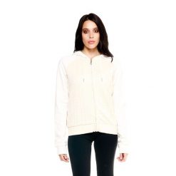 Leone 1947 Damen Winter-Bluza aus geflochtenem Stoff,Kapuze,Reißverschluss. Białe bluzy damskie LEONE 1947 APPAREL, bez wzorów, z poliesteru, sportowe, bez ramiączek, bez kaptura. W wyprzedaży za 176.82 zł.