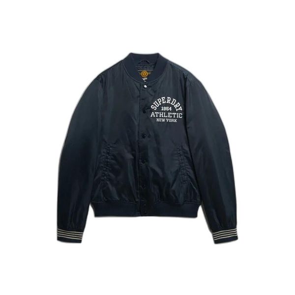Kurtka Superdry Athletic Varsity Bomber. Niebieskie kurtki męskie Superdry, m, bez wzorów, z materiału, eleganckie, bez kaptura. Za 478.75 zł.