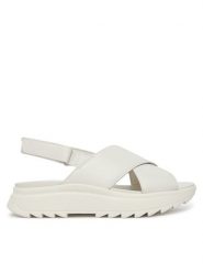 Clarks Sandały DashLite Wish 26186583 Biały. Białe sandały damskie Clarks, bez wzorów, ze skóry, bez obcasa, na płaskiej podeszwie, bez zapięcia. Za 389.99 zł.