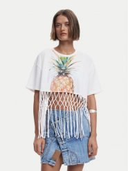 Desigual T-Shirt 25SWTKAN Écru Regular Fit. T-shirty damskie Desigual, s, bez wzorów, z bawełny, bez kołnierzyka, bez ramiączek. Za 179.99 zł.