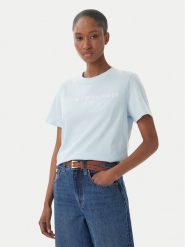 Tommy Hilfiger T-Shirt WW0WW40276 Niebieski jasny Regular Fit. Niebieskie t-shirty damskie Tommy Hilfiger, l, bez wzorów, z bawełny, bez kołnierzyka, bez ramiączek. Za 169.99 zł.