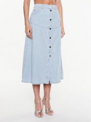 Pinko Spódnica jeansowa Kitesurf 100828 A0MM Niebieski Regular Fit. Niebieskie spódnice damskie Pinko, bez wzorów, z bawełny. Za 669.00 zł.