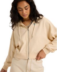 Bluza na zamek dla Kobiety NEVER BETTER Beżowy. Brązowe bluzy damskie Roxy, m, bez wzorów, z bawełny, vintage, bez ramiączek, z kapturem. Za 299.99 zł.