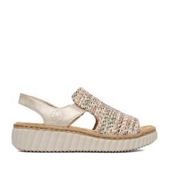 Sandały Rieker. Brązowe sandały damskie Rieker, bez wzorów, bez obcasa, na płaskiej podeszwie, bez zapięcia. Za 299.99 zł.