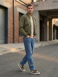 Kurtka bomberka - zielony. Zielone kurtki męskie Sinsay, l, bez wzorów, bez kaptura. Za 79.99 zł.