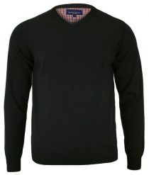 Sweter Czarny, Elegancki, Dekolt w Serek, Męski, Bawełniany (V-neck) - Adriano Guinari. Czarne swetry męskie Adriano Guinari, l, bez wzorów, z bawełny, biznesowe, bez kołnierzyka, bez ramiączek. Za 159.00 zł.