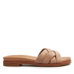 Klapki EMU Australia. Brązowe klapki damskie Emu Australia, bez wzorów, bez obcasa, bez zapięcia. Za 519.99 zł.