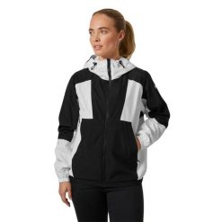 Kurtka żeglarska damska Helly Hansen Rig Rain. Białe kurtki sportowe damskie Helly Hansen, bez wzorów, bez ramiączek, bez kaptura, trekkingowe. Za 629.99 zł.
