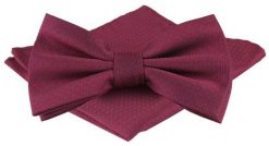Mucha Męska z Poszetką w Zestawie - Alties - Bordowa. Czerwone krawaty i muchy Alties, bez wzorów, eleganckie. Za 65.00 zł.