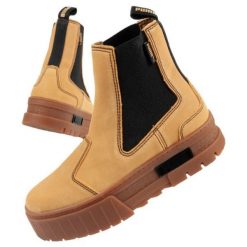 Buty Puma Mayze Chelsea Suede W 382829 04 brązowe. Brązowe botki damskie na jesień, bez wzorów, z gumy, bez obcasa, bez zapięcia. Za 466.73 zł.
