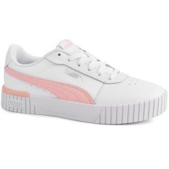 Damskie buty sportowe sneakersy białe PUMA CARINA. Białe obuwie sportowe damskie APURNA, bez wzorów, bez zapięcia, trekkingowe. Za 145.00 zł.