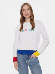 United Colors Of Benetton Bluza 3J68D1069 Biały Regular Fit. Białe bluzy damskie United Colors Of Benetton, s, bez wzorów, z bawełny, bez ramiączek, bez kaptura. Za 129.99 zł.