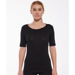 Koszulka damska z krótkim rękawem Brubeck JOGA MERINO. Czarne bluzki damskie Brubeck, bez wzorów, sportowe, bez kołnierzyka, bez ramiączek. Za 199.99 zł.