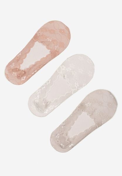 Wielokolorowe Koronkowe Skarpety o Kroju Baletek 3-Pack Liliona. Skarpetki damskie Born2be, bez wzorów, z koronki. Za 7.99 zł.