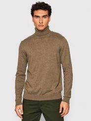 Selected Homme Golf Berg 16074684 Brązowy Regular Fit. Brązowe swetry męskie Selected Homme, m, bez wzorów, z bawełny, bez kołnierzyka, bez ramiączek. Za 149.99 zł.