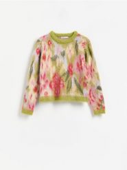 Sweter z domieszką wełny - zielony. Zielone swetry nierozpinane damskie Reserved, l, bez wzorów, z dzianiny, bez kołnierzyka, bez ramiączek. Za 159.99 zł.