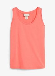 Tank top z dodatkiem jedwabiu. Czerwone topy damskie bonprix, bez wzorów, bez kołnierzyka, bez ramiączek. Za 54.99 zł.