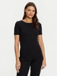 Guess T-Shirt V5RI04 KCLH0 Czarny Regular Fit. Czarne t-shirty damskie Guess, xs, z aplikacjami, z syntetyku, bez kołnierzyka, bez ramiączek. Za 119.99 zł.